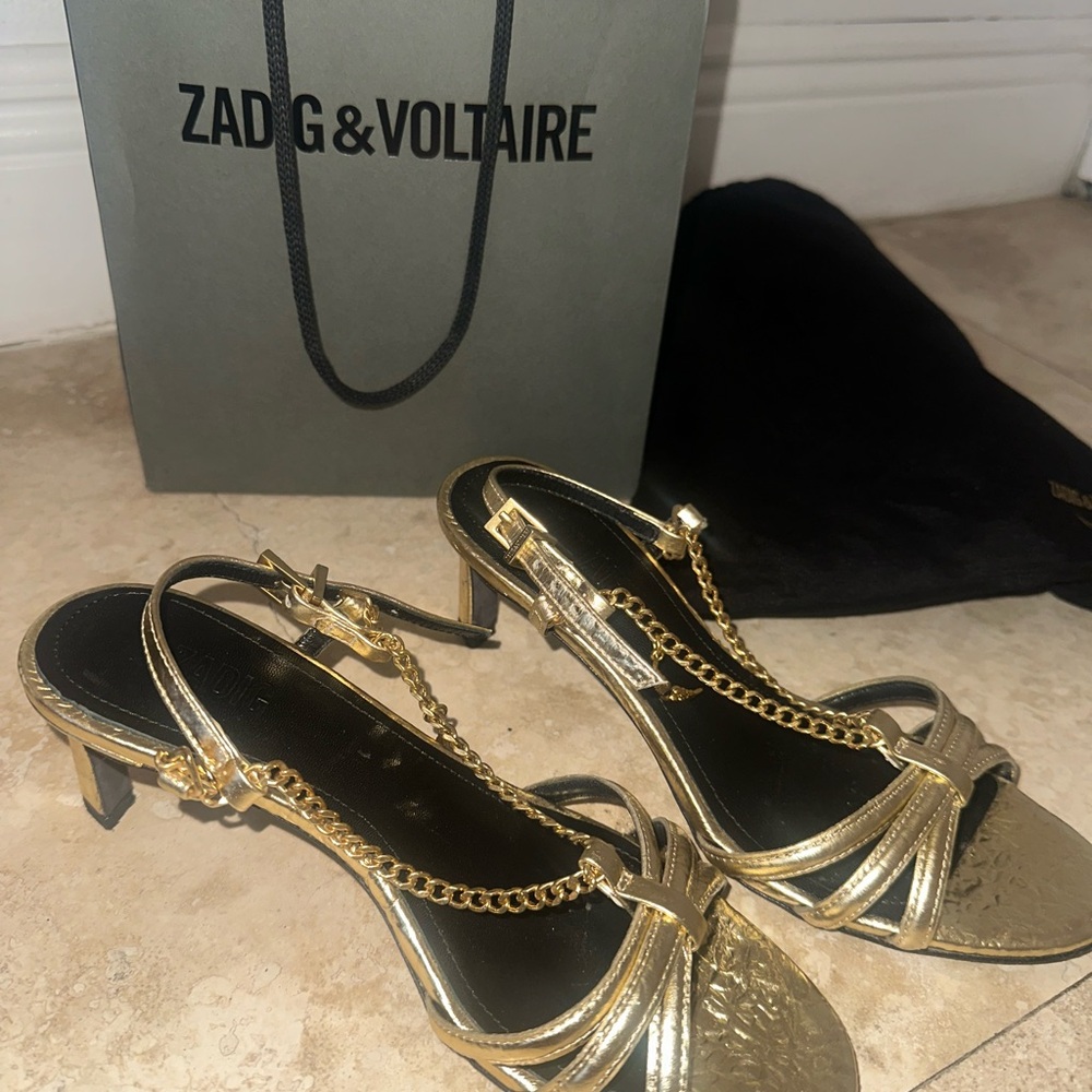 Zadig & Voltaire Gold Women's Heels real leather - Picture 2 of 3